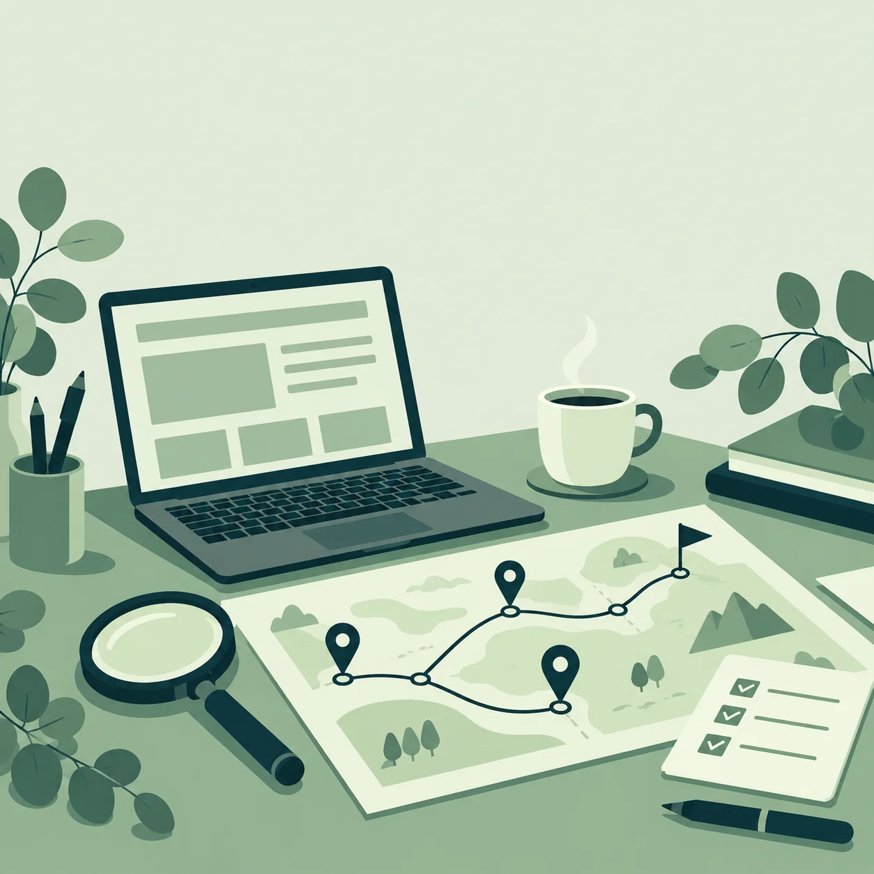 AWE illustration of a website review, a mapped work plan and a practical checklist